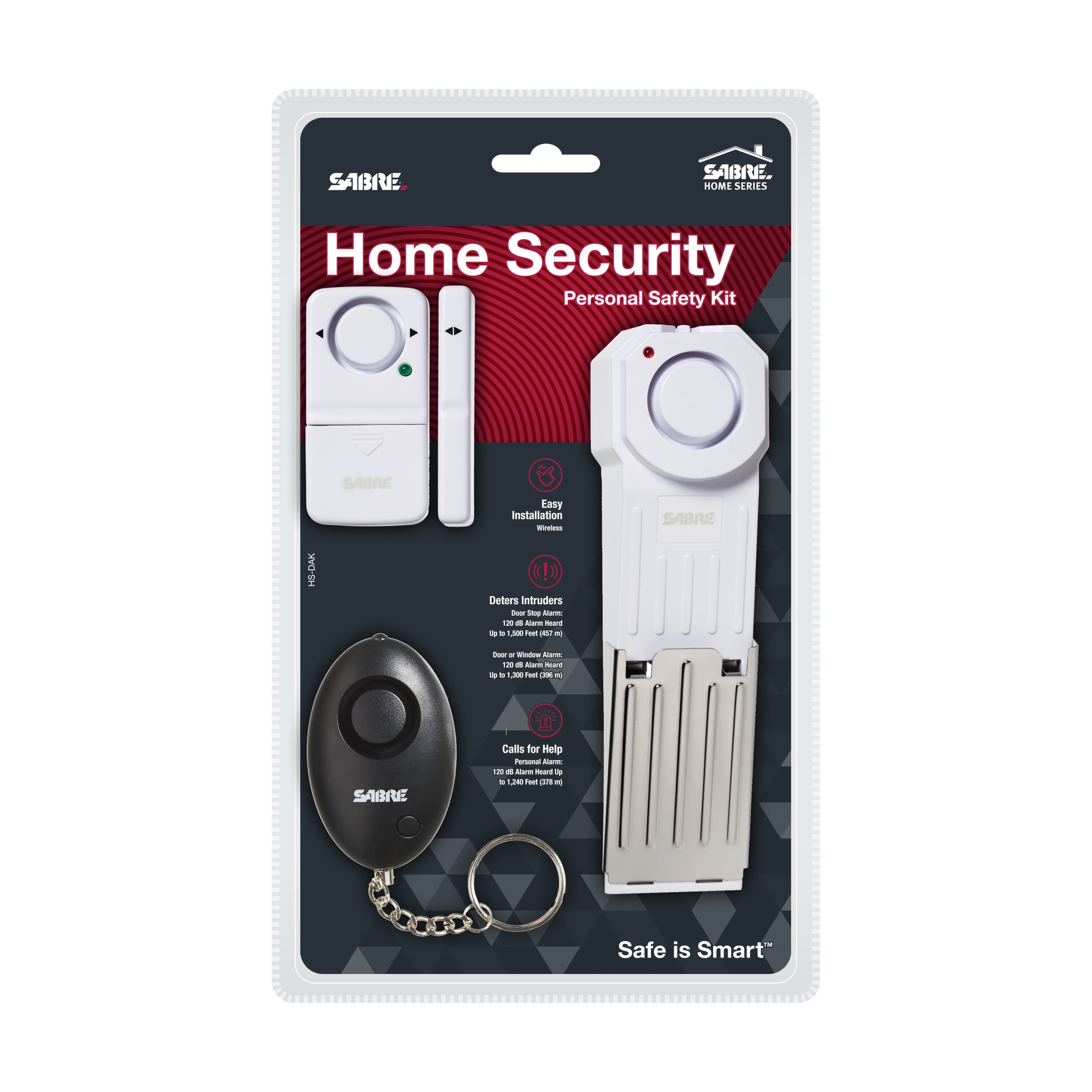 SABRE Home Security Personal Safety Kit, Doorstop Alarm, Personal