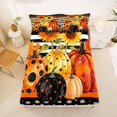 thumbnail image 3 of Manfei Watercolor Polka Dot Pumpkin Queen Sheets for Kids, Black White Sunflower Stripe Queen Sheet Sets, 4pcs, 1 Flat Sheet, 1 Fitted Sheet and 2 Pillowcases, 3 of 6