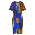 thumbnail image 3 of Kente Cloth Vestido de manga larga para niñas estampado de Ghana África occidental bolsillo Suelto, 3 of 6