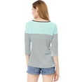 thumbnail image 6 of Allegra K Women's Color Block Long Sleeve Striped Causal T-Shirt, 6 of 7
