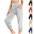 thumbnail image 2 of VerPetridure Women's Comfy Yoga Capri Pants Solid Loose Workout Sweatpants Wide Leg Lounge Pants with Pockets, 2 of 8
