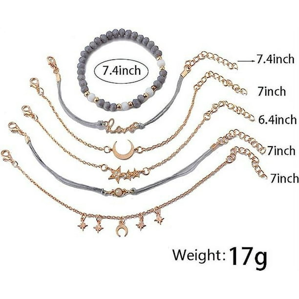 Aluinn Boho Rope Bracelet for Women Fashion Gold Moon Hand