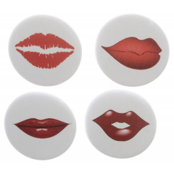 Set of 4 Kisses Red Lips Magnets - Cute Love Kiss Valentine's Day