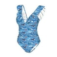 thumbnail image 5 of One Piece Swimsuit Women - Blue fish Ruffle Tummy Control One Piece Bathing Suit Women Swimwear, 5 of 7