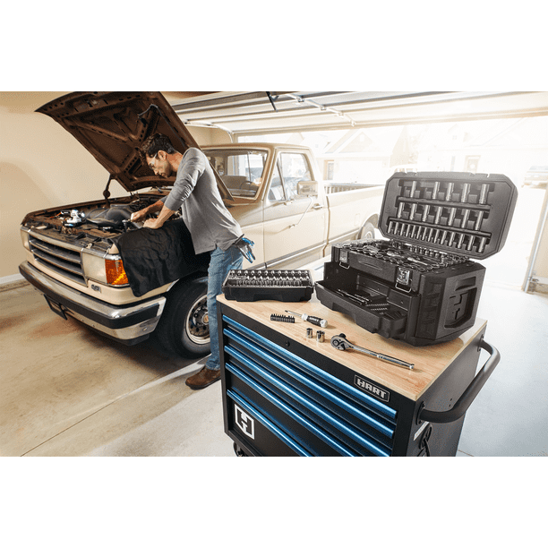 HART 215-Piece Mechanics Tool Kit Box, Multiple Drive with Chrome