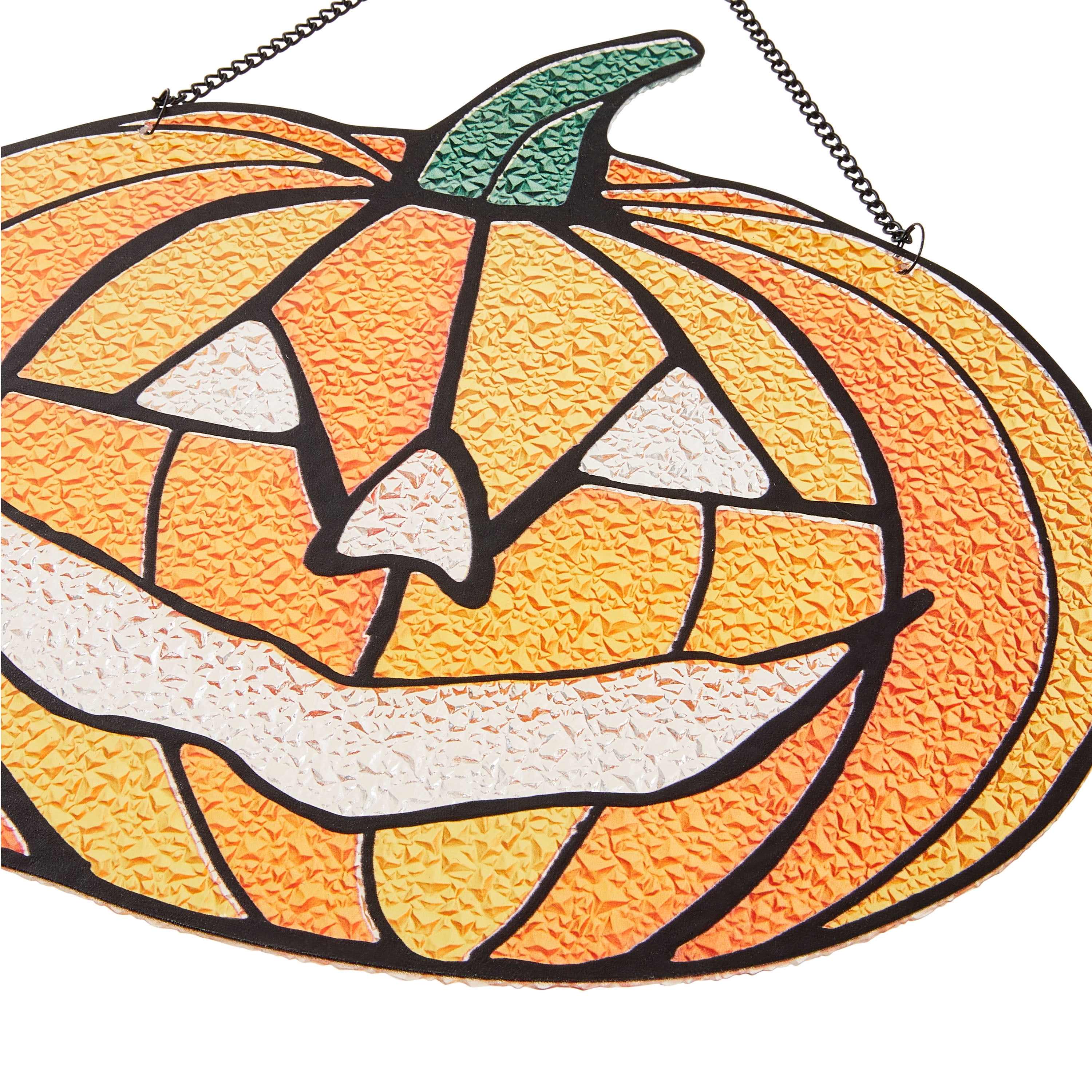 Stained Glass-Look Jack-o'-Lantern Hanging Decor, Orange, 10", Halloween by Way To Celebrate