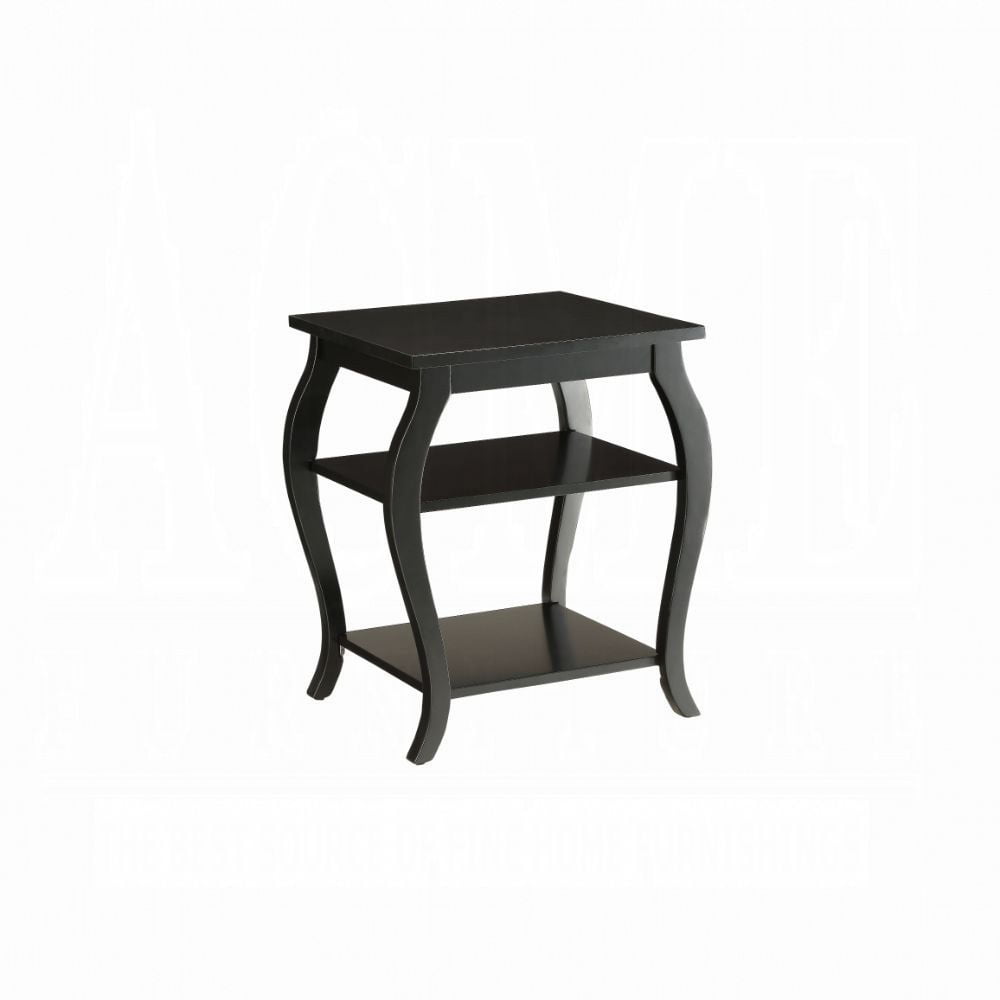 End Table with Two Lower Shelves, Black