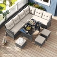 thumbnail image 4 of Costway 7 PCS Patio Dining Furniture Set PE Rattan Sectional Sofa Set with Soft Cushions White, 4 of 10