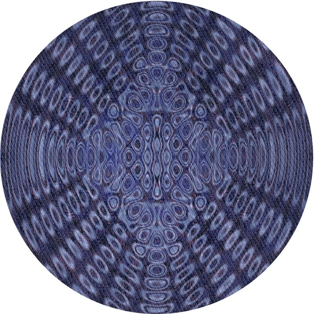 Ahgly Company Tapis Rond Lavable en Machine Intérieur Transitionnel Bleu Ardoise, 5 Pieds Rond