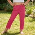 thumbnail image 2 of FAIWAD Girls School Uniform Pants Elastic Waist Dressy Casual Trousers with Pockets Kids Solid Color Pencil Pants, 2 of 9