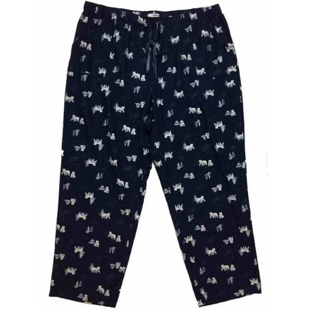 Womens Navy & White Polar Bear Snowy Tree Sleep Pants Flannel Pajama Bottoms - Size - 2X