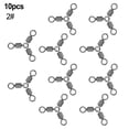thumbnail image 1 of 10Pcs Fishing Tackle Swivels Fishing Connector Rolling Swivels 3Way Swivels 2#, 1 of 10