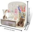 thumbnail image 6 of AOBAIWO Desktop Storage Organizer,Cave Board Stand Organizer with Drawers,Desktop Storage Rack with Pegboard Hooks Multifunctional Pen Holder Desk Tidy Organiser for Office Supplies Home, 6 of 7