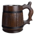 thumbnail image 2 of Ensemble de 6 Chopes à Bière Faites à la Main en Bois de Chêne et Acier Inoxydable Rétro Marron 16oz, 2 of 4