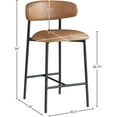 thumbnail image 3 of Meridian Furniture Lupita Cognac Vegan Leather Counter Stool (Set of 2), 3 of 8