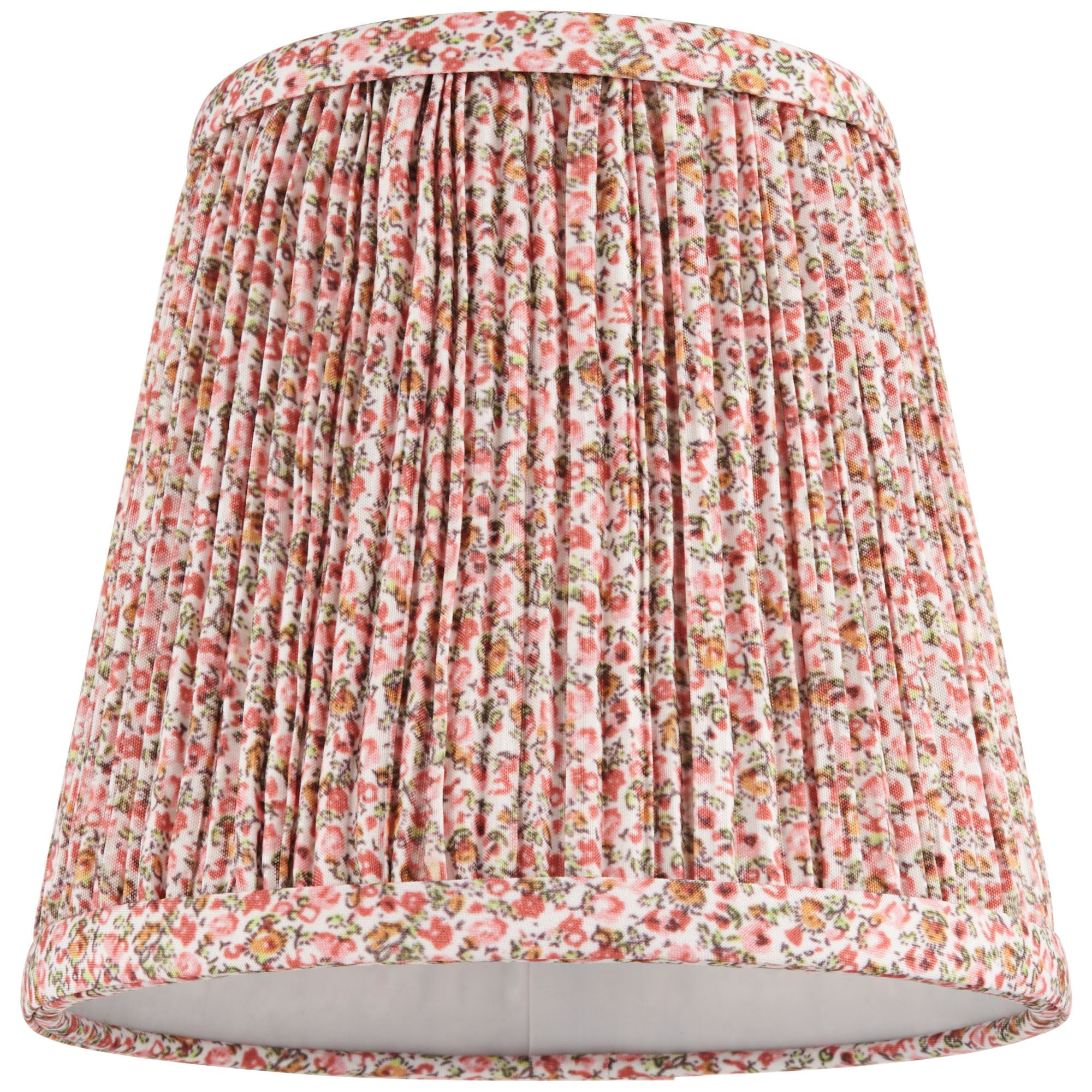 Springcrest 4" Top x 6" Bottom x 5 1/2" High x Print Lamp Shade Replacement Small Pink Red Leaf Shirred Pleated Clip On Candelabra
