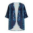 thumbnail image 4 of AGWOLF Lightweight Cardigan Women 2025 Retro Summer Floral Boho Kimono Cardigans Loose 3/4 Length Sleeve Beach Cover Ups Casual Open Front Cardigan Tops Blue,XXL, 4 of 5