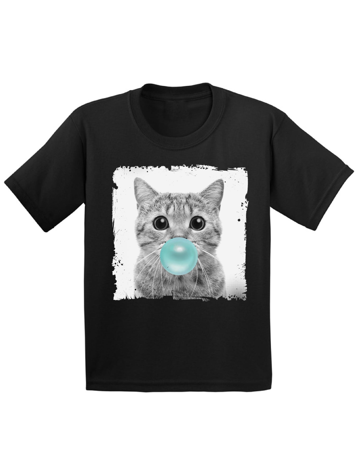 Awkward Styles Cat Blowing Blue Gum Shirt Cat Lovers Lovely Gifts for Kids Funny Animal Youth
