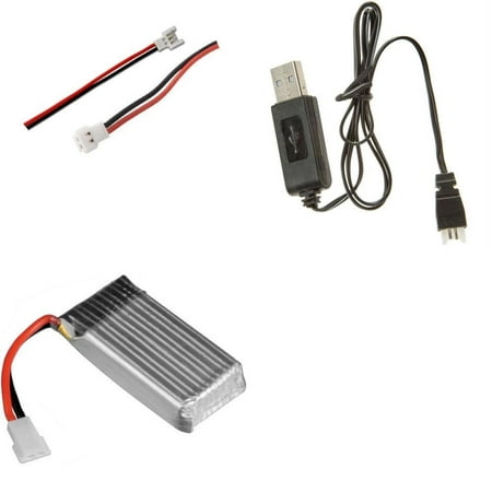 HobbyFlip 3.7v 380mAh LiPo Battery w/ Charger and Connector Wires Compatible with RC