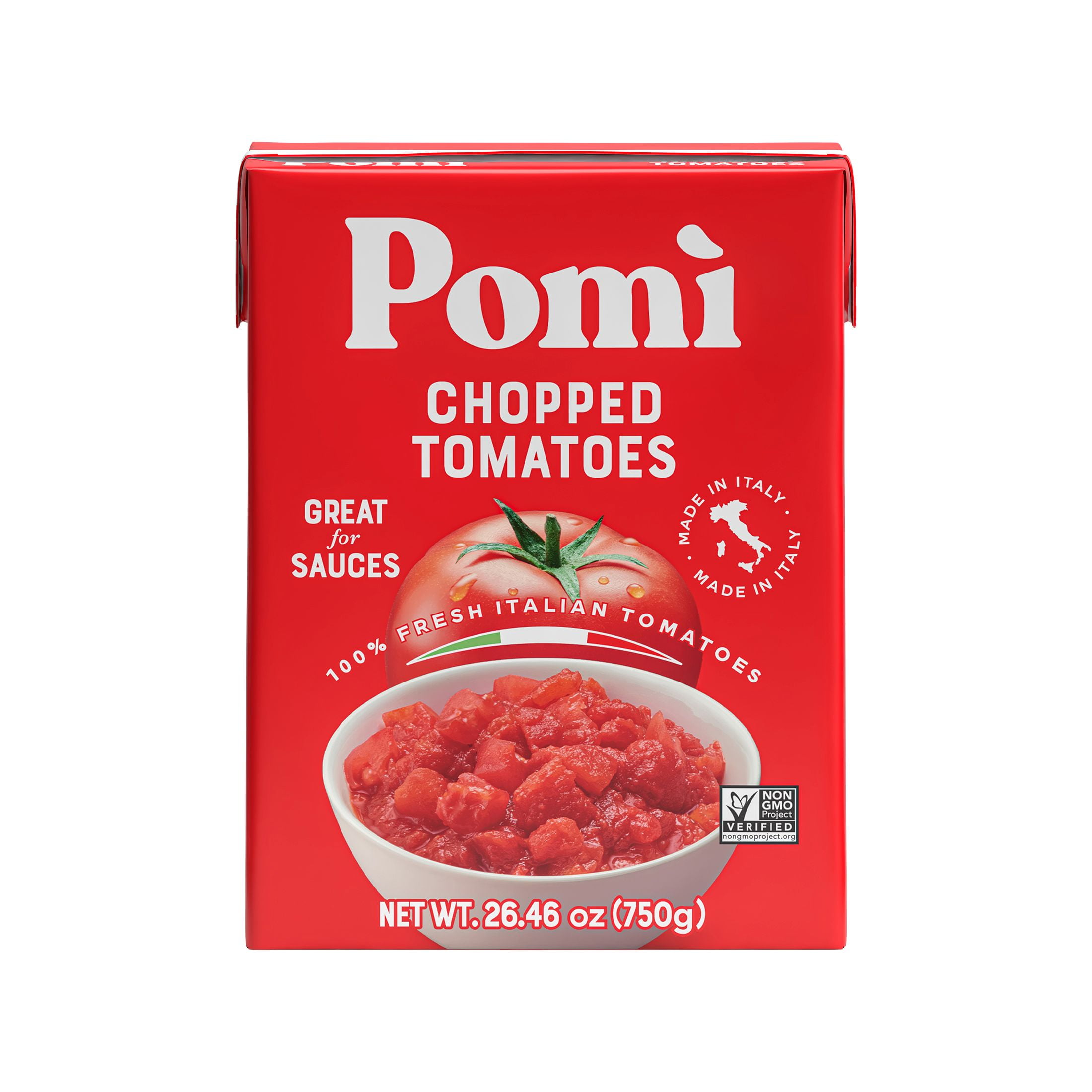 (4 pack) Pomi Chopped Tomatoes, 26.46 oz, 1/4 Cup per serving, 12 servings per Container