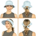 thumbnail image 4 of SUN CUBE Women Sun Hat for Outdoor UV Protection, Wide Brim Sun Hat Ponytail, Convertible Zip-Off Beach Hat Visor for Golf Gardening Pool Travel, Foldable Summer UPF50+ Visor Hat, Light Blue, 4 of 9