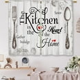 thumbnail image 6 of Farmhouse Rustic Kitchen Curtains Wooden Wood Small Short Cafe Window Curtains Vintage Fork Spoon Retro Rod Pocket Bathroom Living Room Bedroom Window Drapes Treatment 2 Panels (26x24 Inch), 6 of 8