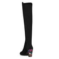 thumbnail image 3 of YDN Women Classic Round Closed Toe Knee High Boots Rhinestone Block High Heel Long Boots Fall Winter Dressy Shoes Size 5 Black, 3 of 4