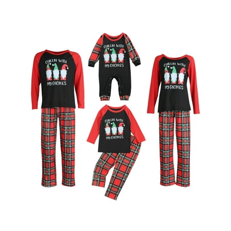 Aunavey Family Pajamas Matching Sets Xmas Letter Printed Plaid Pajamas PJ's Winter Sleepwear for Adult & Kids