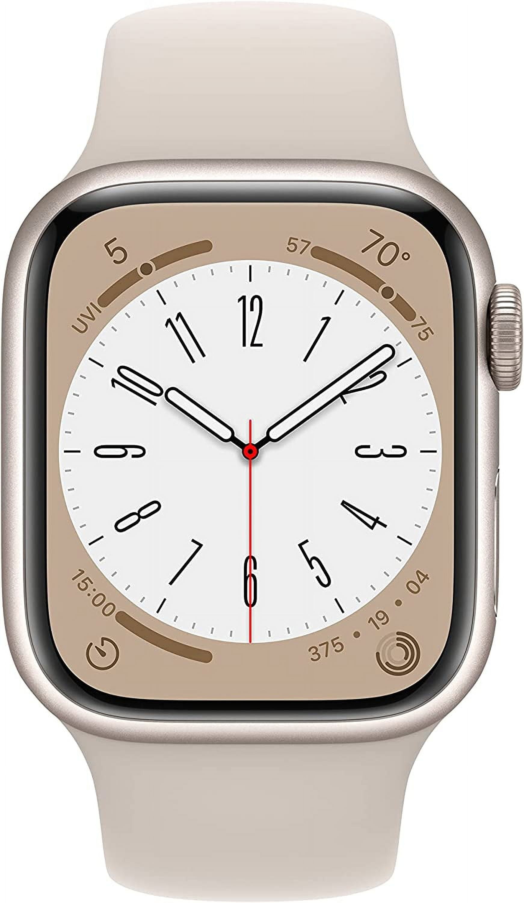 Restored Apple Watch Series 8 GPS 41mm Starlight Aluminum Case with Starlight Sport Band - M/L (Refurbished)