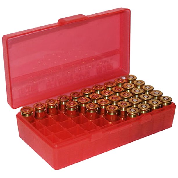 MTM FLIP TOP HANDGUN AMMO BOX P50 SERIES RED
