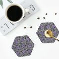 thumbnail image 4 of Honeii Purple Butterflies Print Leather Coaster Set of 4, Ideal for Safeguarding Your Furniture from Drinks Spills and Effortless Cleanup-Hexagon, 4 of 6