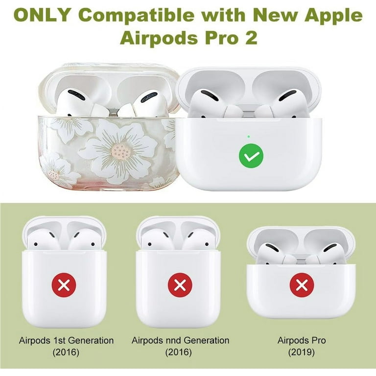 Compatible with AirPods Pro 2 Clear Case,Cute Cartoon Flower