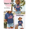 thumbnail image 6 of XCHQRTI USA Flag Shirt Women 4th of July Tee Graphic Short Sleeve Casual Memorial Day T-Shirts, 6 of 6