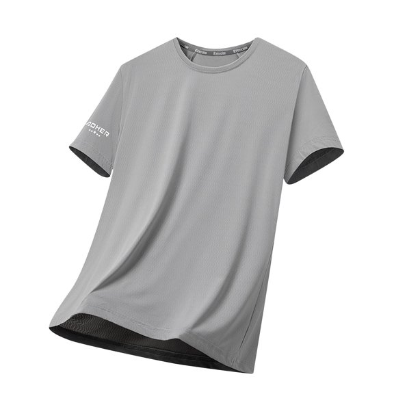 HOOMEUMY Men's Summer Breathable Mesh T-Shirt Quick Dry Sports Fitness Running Gym T-Shirt Stretch Lightweight Tops Tee Gray XXXXL