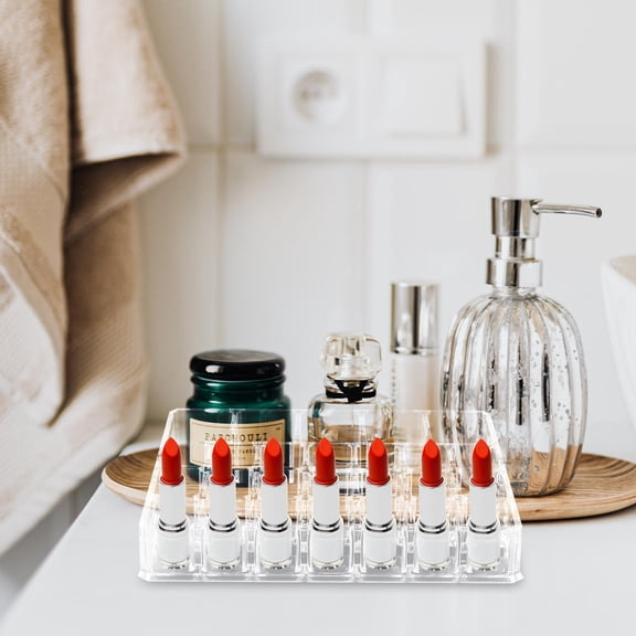 HEANUJJ Transparent Multi-Grid Lipstick Holder Desktop Organizer, PS Material Makeup Storage for Home and Vanity