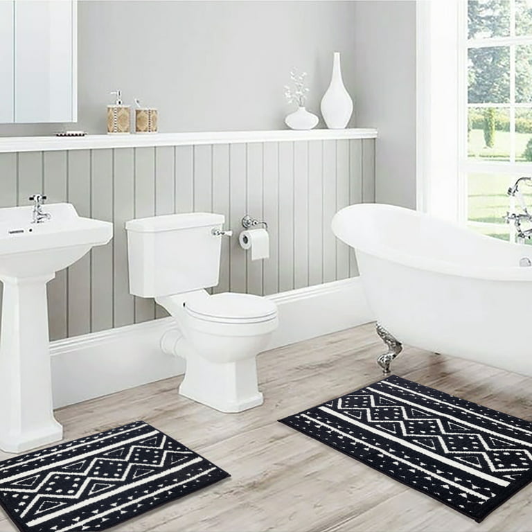 USTIDE 100% Cotton Bathroom Rug Set - (Contour Toilet Rug and Bath