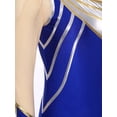 thumbnail image 6 of YONGHS Womens Gymnastics Leotard Mock Neck Long Sleeve Figure Ice Skating Bodysuit Jumpsuit Blue L, 6 of 7