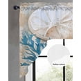 thumbnail image 2 of Blue Beige Coastal Swag Valances for Windows, Small Curtains Drapes, Summer Beach Nautical Shell Coral Starfish Kitchen Window Curtains Over Sink Window Treatment Valance for Bedroom/Bathroom 56"x36", 2 of 5