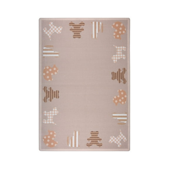 Kid Essentials Infants And Toddlers Frisky Friends Rectangle 3'10" x 5'4" Beige