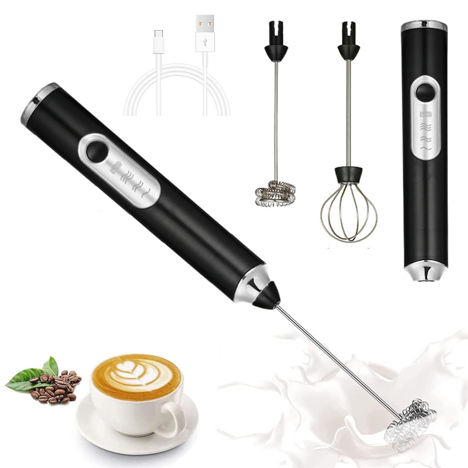 Milk Frother Handheld, Milk Frother Electric, 3 Speed Adjustable Egg