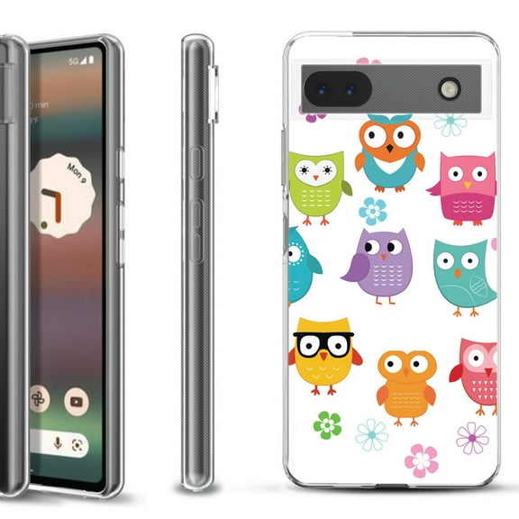 Slim-Fit Gel TPU Phone Case for Google Pixel 6a, by OneToughShield ® - Happy Owl