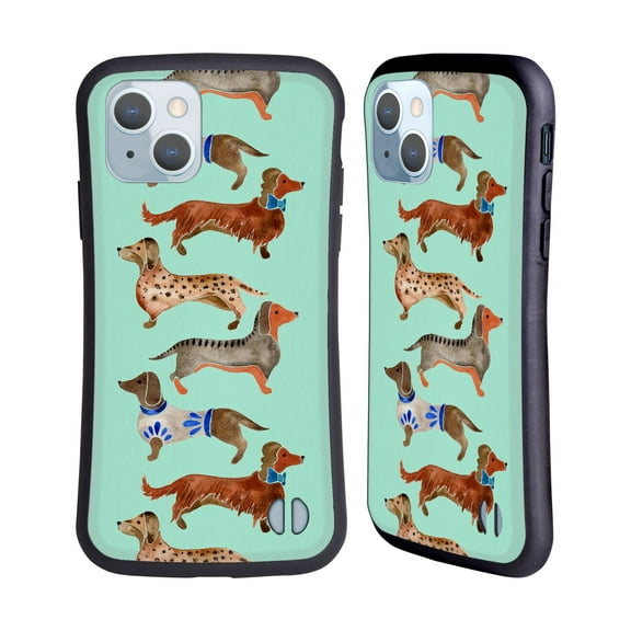Head Case Designs Officially Licensed Cat Coquillette Animals Blue Dachshunds Hybrid Case Compatible with Apple iPhone 14