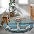 thumbnail image 4 of Area Rug 36in, Vintage Nautical Anchor on Wood Grain Floor Carpet Living Room Rug, Marine Scenery Non-Slip Welcome Mat Indoor Rugs for Bedroom Dining Room, 4 of 9