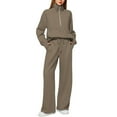 thumbnail image 1 of Women's Fall Matching Set - Half Zip Sweatshirt & Wide Leg Sweatpants - Casual Oversized Outfit S-XXL, 1 of 2