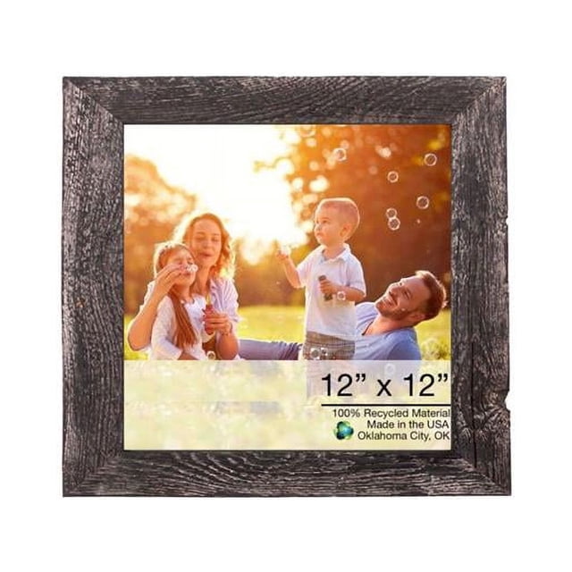 Cadre Photo Noir Rustique Fumé 15"x15 Pouces