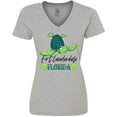 thumbnail image 3 of Inktastic Fort Lauderdale, Florida Happy Sea Turtle Women's V-Neck T-Shirt, 3 of 5