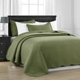 thumbnail image 3 of Imperial Rooms 3-Piece Chevron Quilt Set, Reversible Microfiber Soft Bedspread with 2 Pillow Shams, Olive Green, Full/Queen, 3 of 10