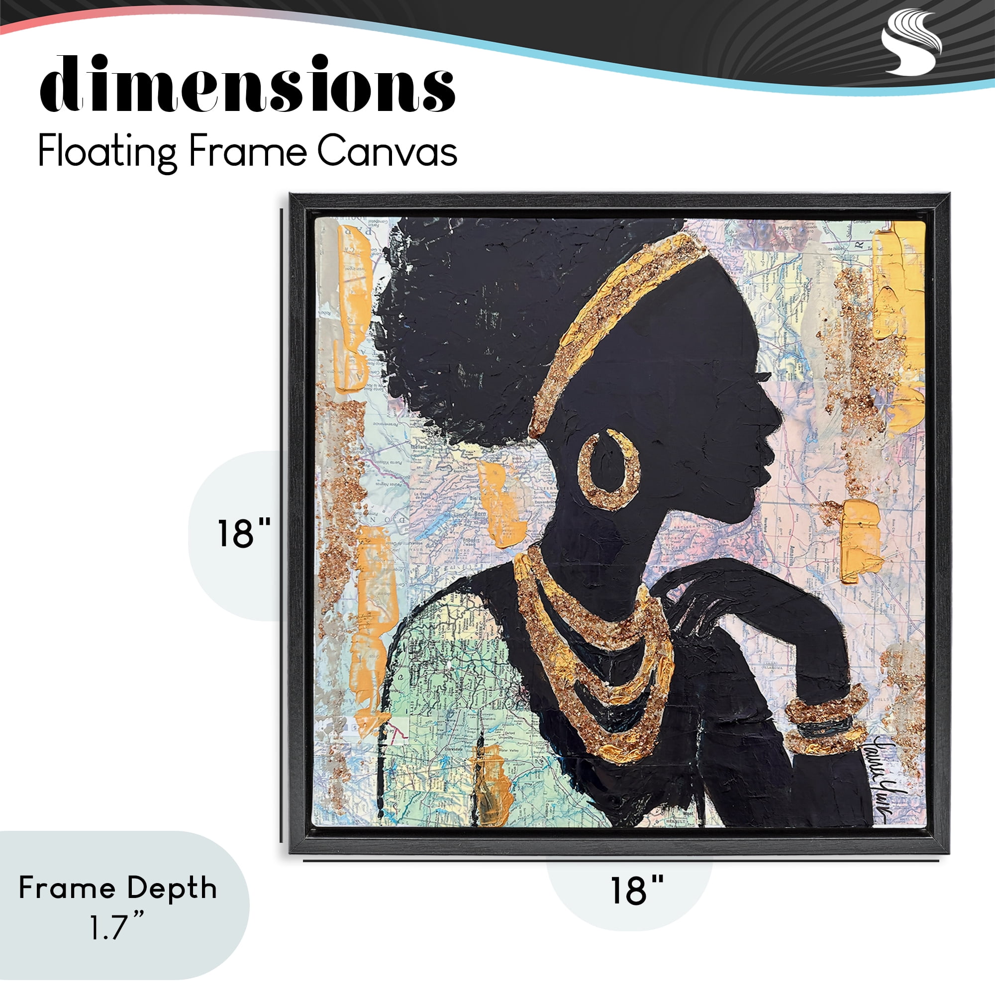 Stupell Industries Jewelry Clad Girl Silhouette Black Framed Floater Canvas Wall Art, design by Lauren Luna