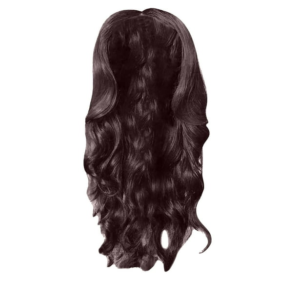 LEHOZIHEQ Curly Wigs for Black Women, Ladies Small Curly Wig, Dark Brown Wig with Bangs, Glueless Bangs Wigs for Women Long Kinky Curly Wig 29.5 inch for Daily Use