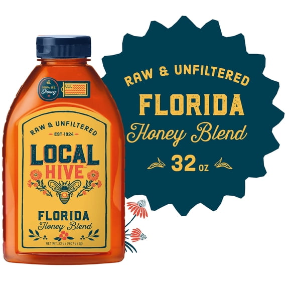 Local Hive, Raw & Unfiltered, 100% U.S. Florida Honey Blend, 32 oz Bottle